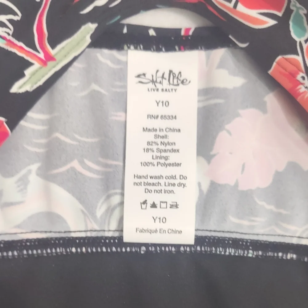 Salt Life Ocean Drift Youth One Piece Swimsuit Size Y10 Color Black‎